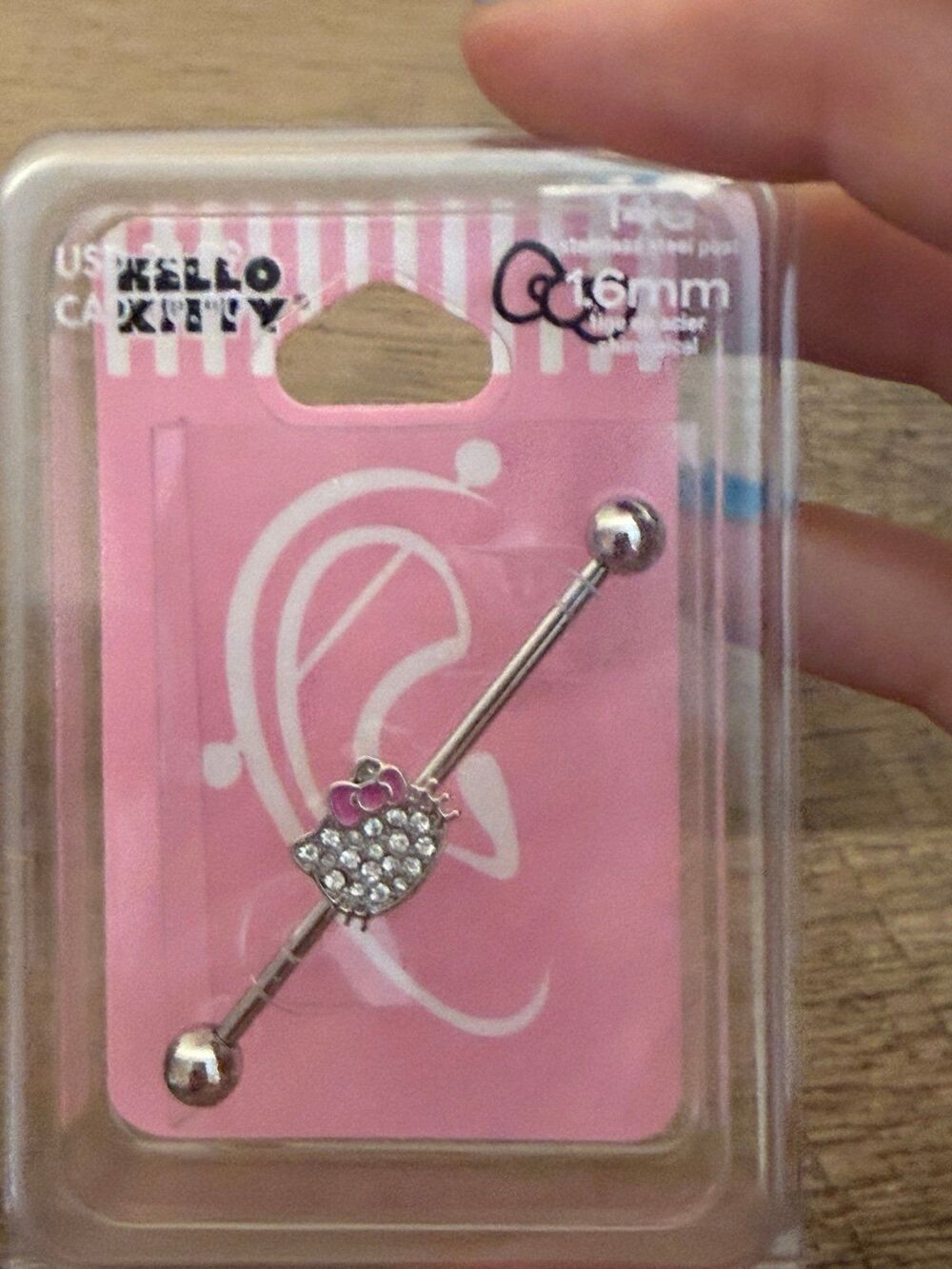 NWT Hello Kitty Stainless Steel Post Earring industrial bar